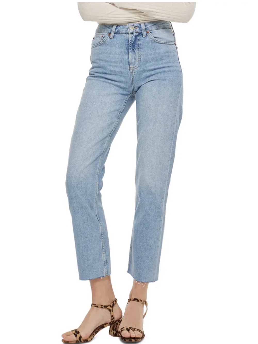 High-Rise Straight Leg Light Blue Jeans - Women's